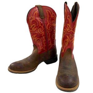Ariat‎ Red and Brown Leather Hybrid Roper Cowboy Boots — SZ 8.5 Style 10014160